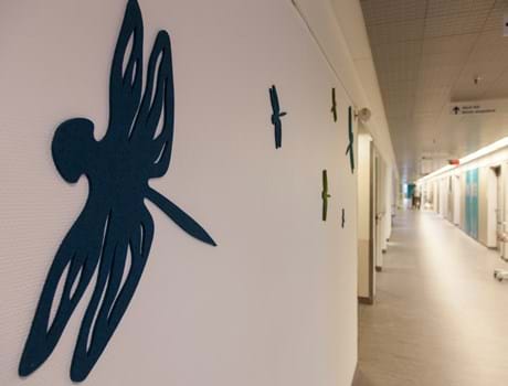 Fraster filt udskåret som guldsmed opklæbet på væg